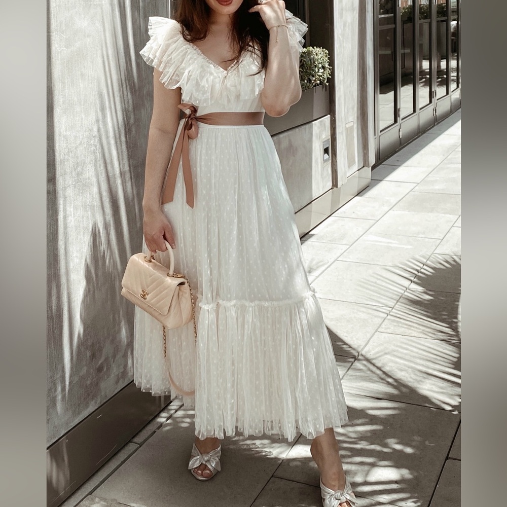 Vita Grace Maxi Ruffle Tulle Cream Dress